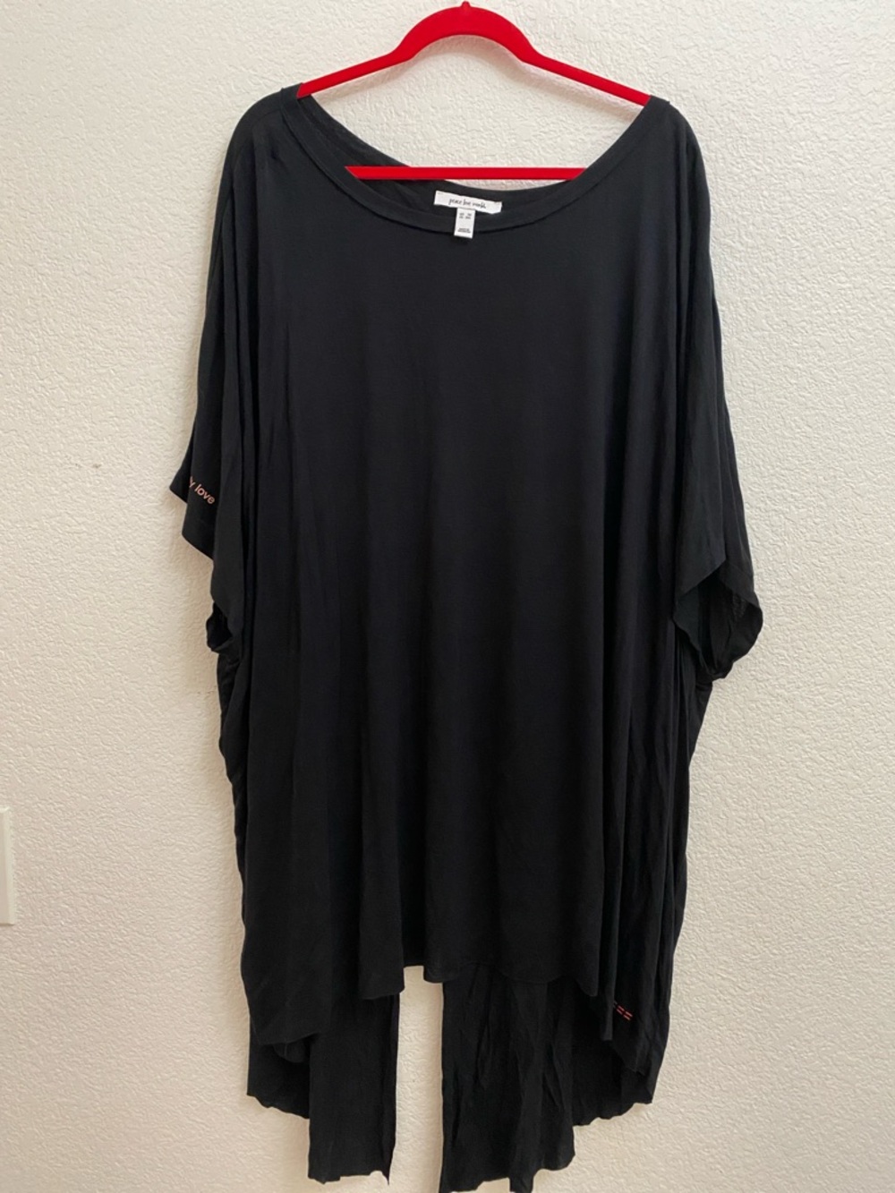 Peace Love World Black Oversized Tunic Top size 3X NWOT